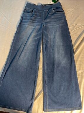 HALARA Wide Leg Jeans in Dark Blue with Elastic Waistband